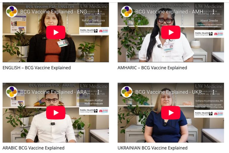 4 youtube thumnails of providers who are explaining the BCG vaccine