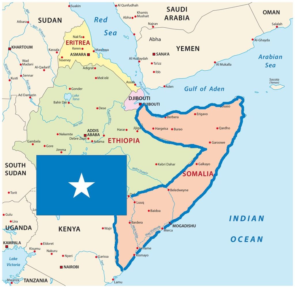 Map of Somalia. This links to the Somali TB Cultural Profile